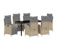 Tidyard 7 Piece Garden Dining Set Beige Poly Rattan Garden Furniture Model3380565