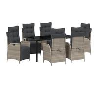 Tidyard 7 Piece Garden Dining Set Light Grey Poly Rattan Patio Sets Model3380572