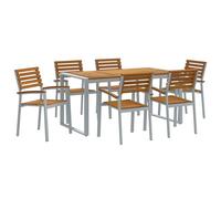 Tidyard 7 Piece Garden Dining Set Solid Wood Acacia and Metal Garden Furniture Model3284362