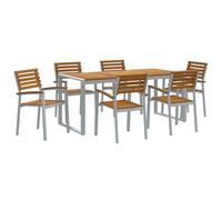 Tidyard 7 Piece Garden Dining Set Solid Wood Acacia and Metal Garden Furniture Model3284364