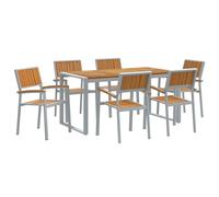 Tidyard 7 Piece Garden Dining Set Solid Wood Acacia and Metal Garden Furniture Model3284370