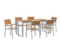 Tidyard 7 Piece Garden Dining Set Solid Wood Acacia and Metal Garden Furniture Model3284372