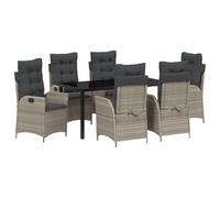 Tidyard 7 Piece Garden Dining Set with Cushions Light Grey Poly Rattan Garden Furniture Model3380523
