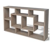 Tidyard Floating Wall Display Shelf 8 Compartments Oak Colour 85 x 16 x 47.5 cm (W x D x H)