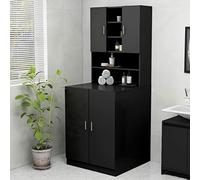 Tidyard Bathroom Cabinet Laundry Storage Organizer with 2 Doors & 9 Compartments - Black Engineered Wood Model808387