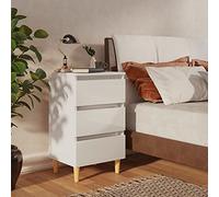 Tidyard Bed Cabinet Bedside Cabinet Nightstand Bedside Tables Bed Side Table 3 Drawer Bedside Cabinet with Solid Wood Legs High Gloss White 40x35x69 cm