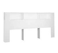 Tidyard Bed Headboard Cabinet Headboard With Built in Cabinets Wooden Storage Backboard Wall Bookcase Display Shelf Bed Accessory White 220x18.5x104.5 cm 683