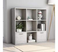 Tidyard Book Cabinet Display Cabinet Living Room Bookcases Free Standing Bookshelf Storage Unit Concrete Grey 98x30x98 cm Chipboard