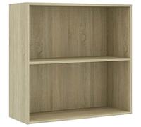 Tidyard Bookcase Wooden Book Storage Rack 2-Tier Book Cabinet Sonoma Oak 80x30x76.5 cm Engineered Wood Living Room Office Organize Unit