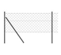 Tidyard Chain Link Fence with 7 Posts 0.8x10 m Galvanised Steel Grey Decoration Fence