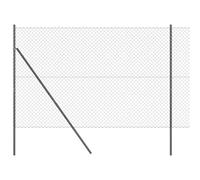 Tidyard Chain Link Fence with 7 Posts 1.5x10 m Galvanised Steel Grey Decoration Fence