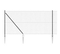 Tidyard Chain Link Fence with 7 Spike Posts 1.2x10 m Galvanised Steel Decoration Fence