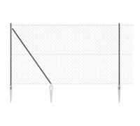 Tidyard Chain Link Fence with 7 Spike Posts 1.5x10 m Galvanised Steel Decoration Fence