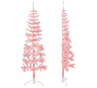 Tidyard Christmas Tree Half Christmas Tree Artificial Xmas Tree with Stand Slim Half- Round Xmas Tree Pencil Trees Holiday Home Indoor Decoration Pink 150 cm