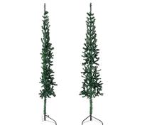 Tidyard Christmas Tree Half Christmas Tree Artificial Xmas Tree with Stand Slim Half- Round Xmas Tree Pencil Trees Holiday Home Indoor Decoration Green 150 cm