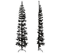 Tidyard Christmas Tree Half Christmas Tree Artificial Xmas Tree with Stand Slim Half- Round Xmas Tree Pencil Trees Holiday Home Indoor Decoration Black 180 cm