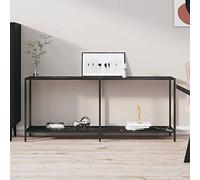 Tidyard Console Table Entry Table Hall Table with Shelves Home Side Table with Glass Tabletop Black 180x35x75.5 cm Tempered Glass
