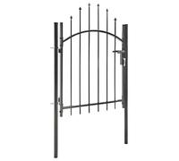 Tidyard Metal Garden Gate with Arched Top Steel Locking System Classic Scroll Gates 1x1.5 m Black