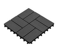 Tidyard Decking Tiles WPC 8 Grid per Piece 30x30 cm 11 pcs 1 Sqm Black