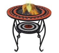 Tidyard Decorative Steel Fire Pit with Ceramic Surface - Terracotta and White - Safe Outdoor Heating and Barbecue Option Model46726