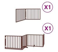 Tidyard Dog Gate with Door Foldable 6 Panels Brown 480 cm Poplar Wood Dog door Model3155577