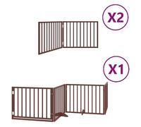 Tidyard Dog Gate with Door Foldable 8 Panels Brown 640 cm Poplar Wood Dog door Model3155578