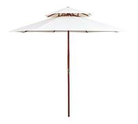 Tidyard Double Decker Parasol 270x270 cm Garden Umbrella Wooden Pole Cream White