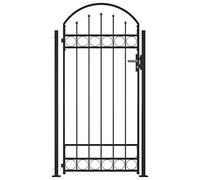 Tidyard Fence Gate with Arched Top and 2 Posts 105x204 cm Black Home Fence Installation required
