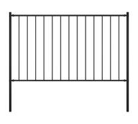 Tidyard Fence Panel with Posts 1.7x1.25m Powder Coated Steel Fence Panel Animal Barrier for Garden Black Fence Panels Model145211