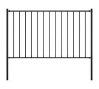 Tidyard Fence Panel with Posts Powder Coated Steel 1.7x1m Black Fence Panels Model145210