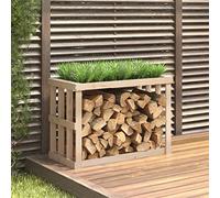 Tidyard Firewood Rack Outdoor Log Holder Fireplace Log Rack Firewood Holders Large Firewood Storage Rack with Planter Decor for Garden Yard 108x52x74 cm Solid Wood Pine