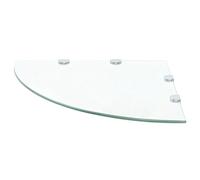Tidyard Floating Corner Shelf with Chrome Supports Glass Shelf Wall Display Shelf for Display Decorative Items in Kitchens Bathrooms Living Rooms Clear 45x45 cm