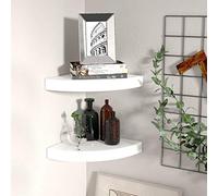 Tidyard Floating Corner Shelves 2 pcs, Wall Shelves Storage Display Rack Home Decoration High Gloss White 25x25x3.8 cm MDF