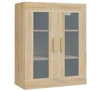 Tidyard Floating Kitchen Cabinet Hanging Bathroom Cabinet Kitchen Storage Cupboard with Glass Doors Hanging Bathroom Wall Organiser Sonoma Oak 69.5x34x90 cm 76