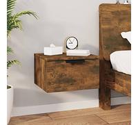 Tidyard Floating Nightstand Wall Cabinet Bedside Table with Drawer - Smoked Oak, 34x30x20 cm