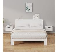 Tidyard Floating Nightstand Wall-Mounted Bedside Cabinet for Home Decor - 2 pcs White 34x30x20 cm