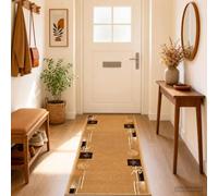 Tidyard FLORNES Runner Rug Indoor Hallway Carpet Ochre Leaves Pattern 100x150 cm Washable Polypropylene Entryway Mat 42057352