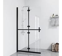 Tidyard Foldable Walk-in Shower Wall with Double Handles Fold Shower Door Shower Screen Bathroom Washroom Folding Screen Partition Enclosure Cubicle Walls Surrounds Transparent ESG Glass 80x190 cm