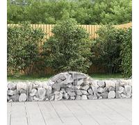 Tidyard Gabion Baskets, Arched Gabion Baskets,Garden Mesh Wire Cages Steel Stone Basket Garden Decor Wall Partition,Outdoor Retaining Wall, 200x50x40/60 cm Galvanised Iron