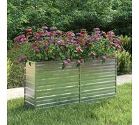 Tidyard Galvanised Steel Elevated Garden Bed Planter - Deep Wide Space for Plants, Vegetables, Herbs - Silver, 160 x 40 x 77 cm - Outdoor Use Model316894