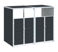 Tidyard Garden Bin Shed Wheelie Bin Storage Shed Steel Trash Bin Shed Garbage Cover Trash Storage Shed for Double Bins Anthracite 144x81x113 cm Steel
