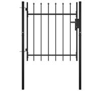 Tidyard Garden Fence Gate with Posts 350x140 cm Steel Green Garden Gate Barrier Outdoor Yard Patio Entrance Way Door Security Barrier