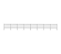 Tidyard Garden Fence with Spear Top Steel 13.6x1.2 m Black Garden Gate Barrier Outdoor Yard Patio Entrance Way Door Security Barrier