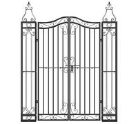 Tidyard Garden Gate Fence Gate Garden Fence Doors Balck Patio Yard Gate Garden Decor Wrought Iron Side Outdoor Gate Decorative 121x8x150 cm