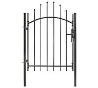 Tidyard Metal Garden Gate with Arched Top Steel Locking System Classic Scroll Gates 1x1.5 m Black