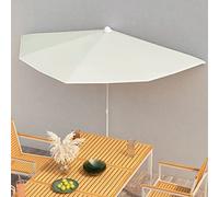 Tidyard Garden Half Cantilever Parasol Umbrella Garden Parasol Sun Shade Shelter Canopy for Outdoor, Garden, Patio, Beach with Pole 180x90 cm Sand Outdoor Umbrellas & Sunshades