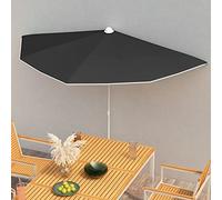 Tidyard Garden Half Cantilever Parasol Umbrella Garden Parasol Sun Shade Shelter Canopy for Outdoor, Garden, Patio, Beach with Pole 180x90 cm Black Outdoor Umbrellas & Sunshades