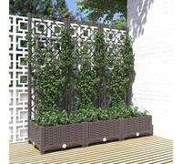 Tidyard Garden Planter Garden Raised Bed with Trellis Trough Planter with Topped Trellis Climbing Plants Flower Raised Bed Pot Brown 120x40x121.5 cm