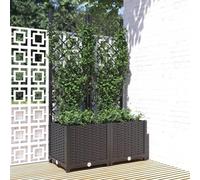 Tidyard Garden Planter Garden Raised Bed with Trellis Trough Planter with Topped Trellis Climbing Plants Flower Raised Bed Pot Black 80x40x136 cm