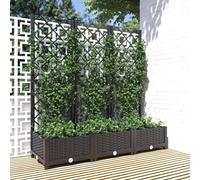 Tidyard Garden Planter Garden Raised Bed with Trellis Trough Planter with Topped Trellis Climbing Plants Flower Raised Bed Pot Dark Black 120x40x121.5 cm